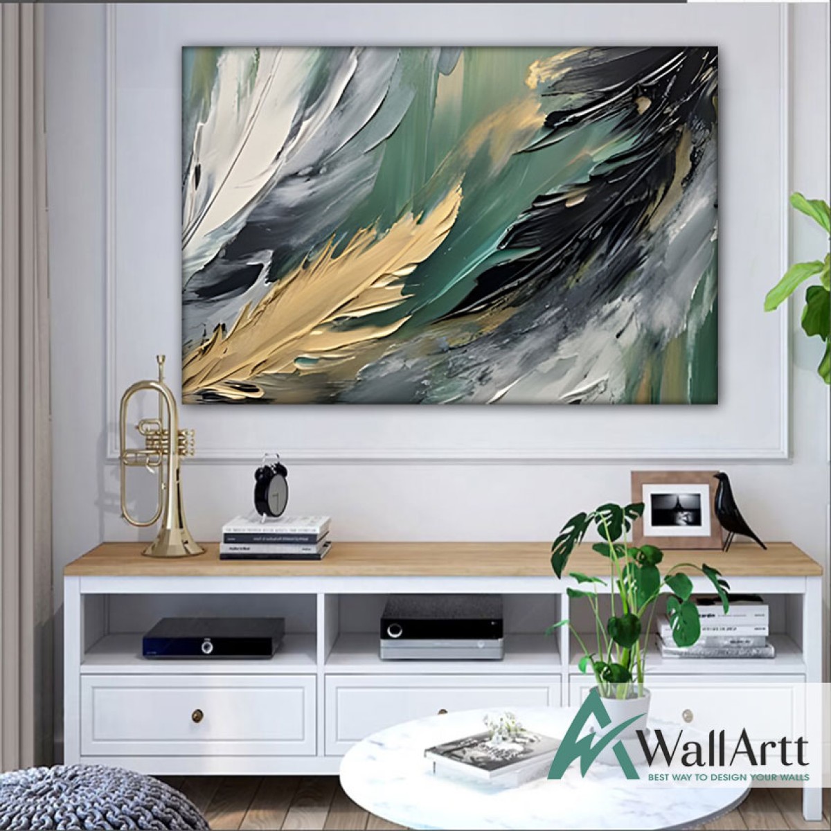 Abstract Feather 3D Heavy Textured Partial Oil Painting